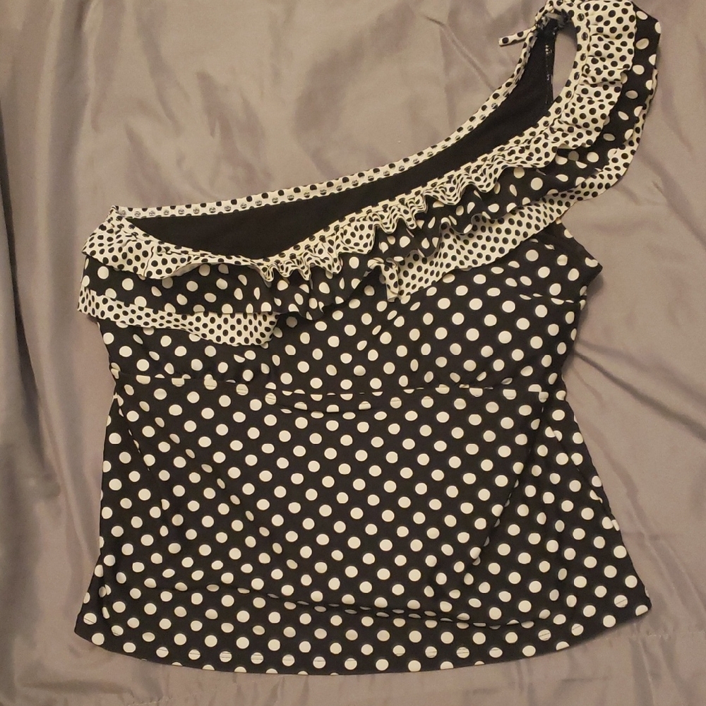 OP Tankini Black White Polka Dot L